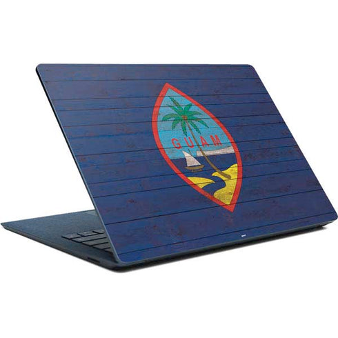 Guam Flag Dark Wood Surface Laptop Skin